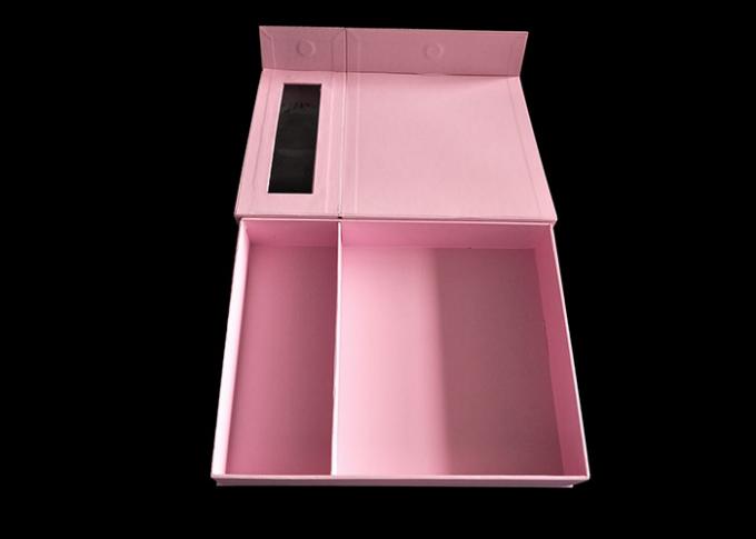 Scatola di carta magnetica rosa del regalo della chiusura con due strati intermedi e una chiara finestra