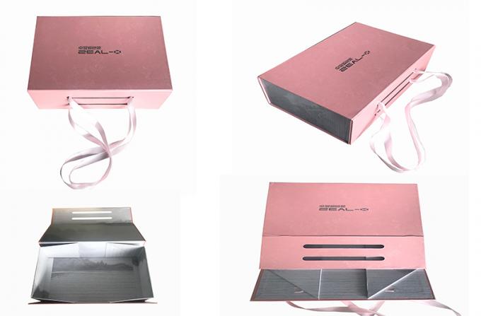 Colore rosa piegante di goffratura Rosa dei contenitori di regalo di logo per l'imballaggio dell'abbigliamento