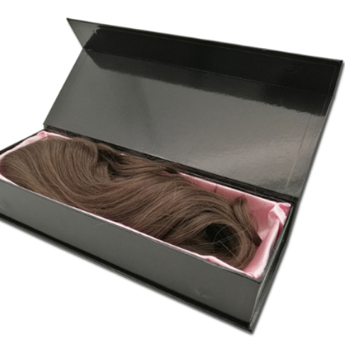 Imballaggio lucido di estensione dei capelli della carta dell'oro del contenitore a forma di magnetico di libro del cartone