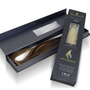 Imballaggio lucido di estensione dei capelli della carta dell'oro del contenitore a forma di magnetico di libro del cartone