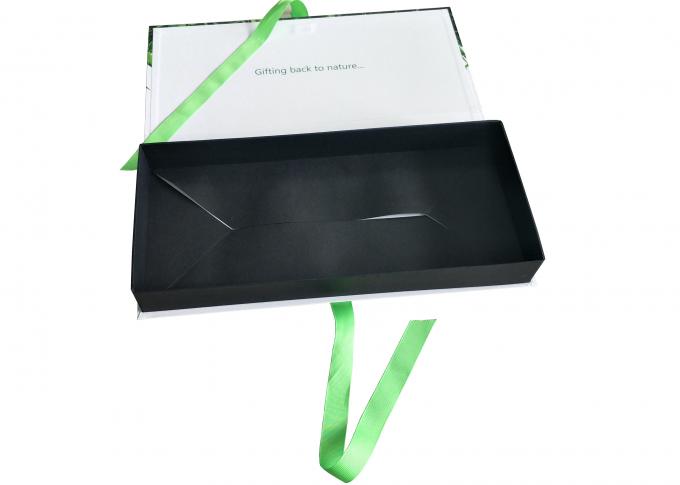 Logo UV piegante verde riciclato del punto su ordinazione delle scatole di presentazione del cartone con il nastro