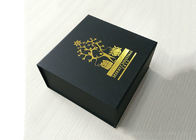 Contenitore di regalo attuale di oro di logo su ordinazione di timbratura, contenitore di cartone di piegatura del nero di natale fornitore