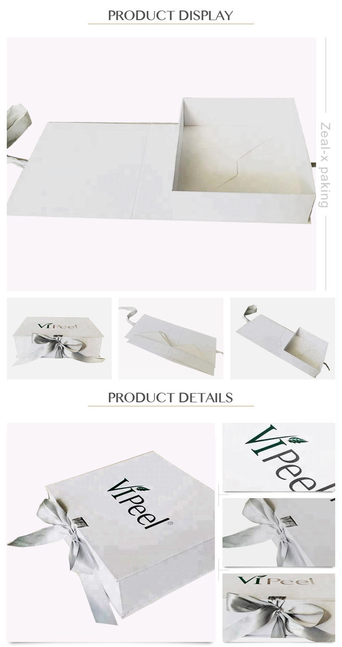 Stampa rettangolare piegante di Panton di forma di regalo del cartone del nastro bianco di carta del contenitore