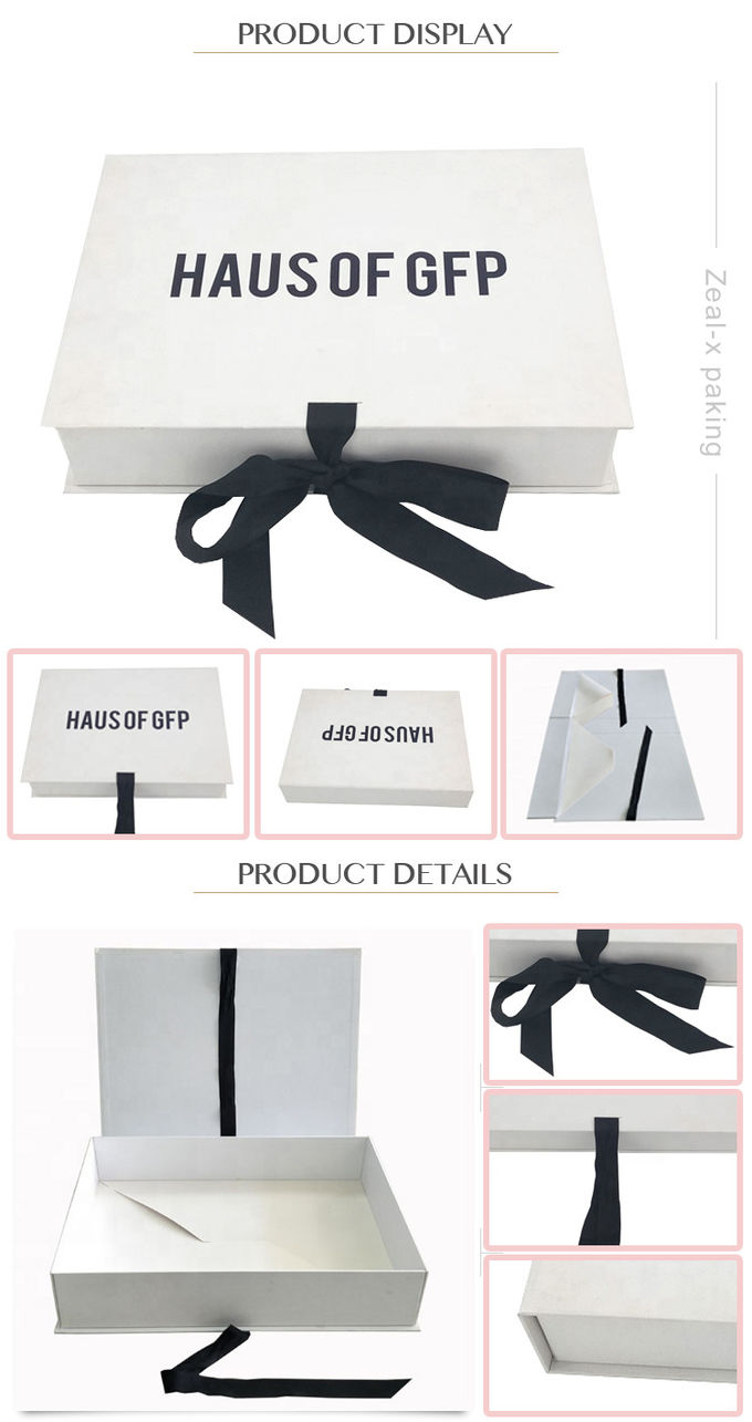 Trasporto facile magnetico piegante piano bianco del contenitore di regalo della chiusura del nastro per l'imballaggio del vestito