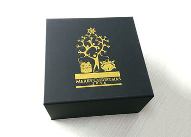 Porcellana Contenitore di regalo attuale di oro di logo su ordinazione di timbratura, contenitore di cartone di piegatura del nero di natale fabbrica